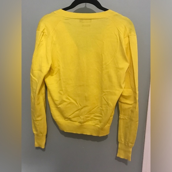 EUC Ralph Lauren butter yellow v neck button cardigan blue pony sz S - Picture 5 of 7